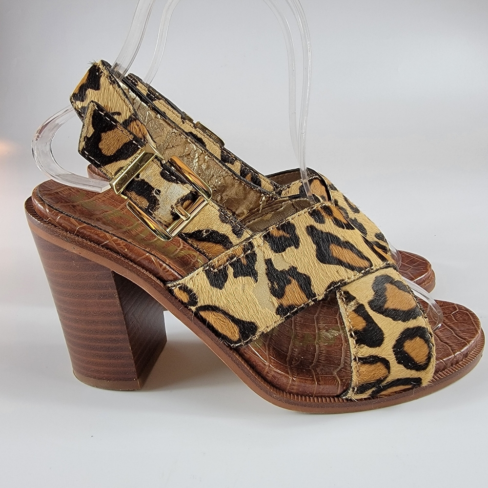 Sam Edelman Nude Leopard Ivy Dress Sandals, Size 6.5